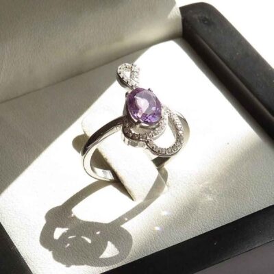 Purple Amethyst Silver Gemstone Ring for Women – Bohemian Design