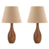 Set of 2 Handcrafted Minimalist Urn-Shaped Wooden Table Lamps