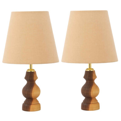 Set of 2 Handcrafted Minimalist Urn-Shaped Wooden Table Lamps