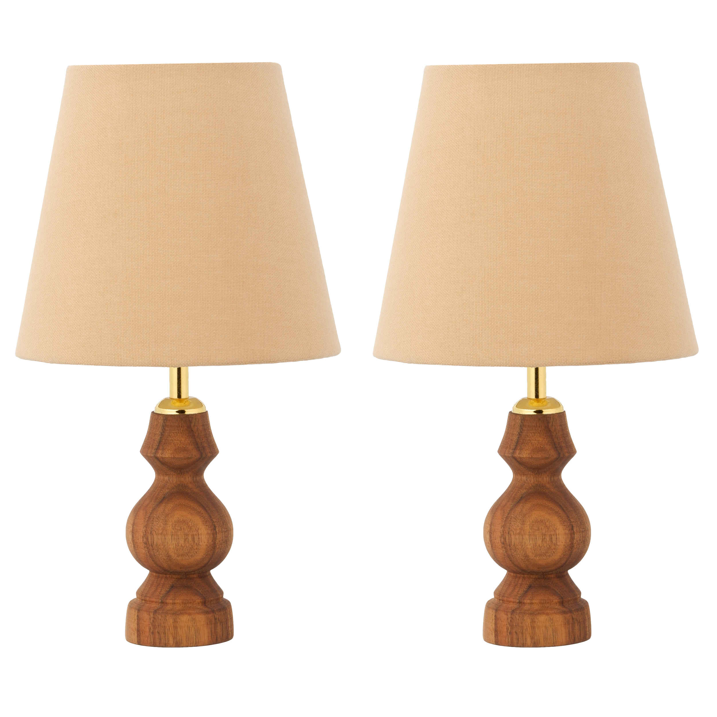 Set of 2 Accent Wooden Table Lamp Handcrafted Hoor