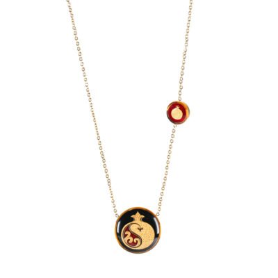 Persian Gold-Plated Necklace with Garnet - Anar Calligraphy Design