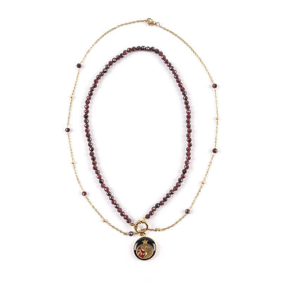 Persian Gold-Plated Necklace with Garnet - Nazli Pomegranate Design