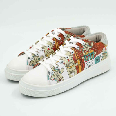 Graffiti Print Sneakers - Women's Chic Casual Shoes Model Cartoon