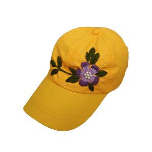 Yellow Embroidered Cap for Women – Model Elmira