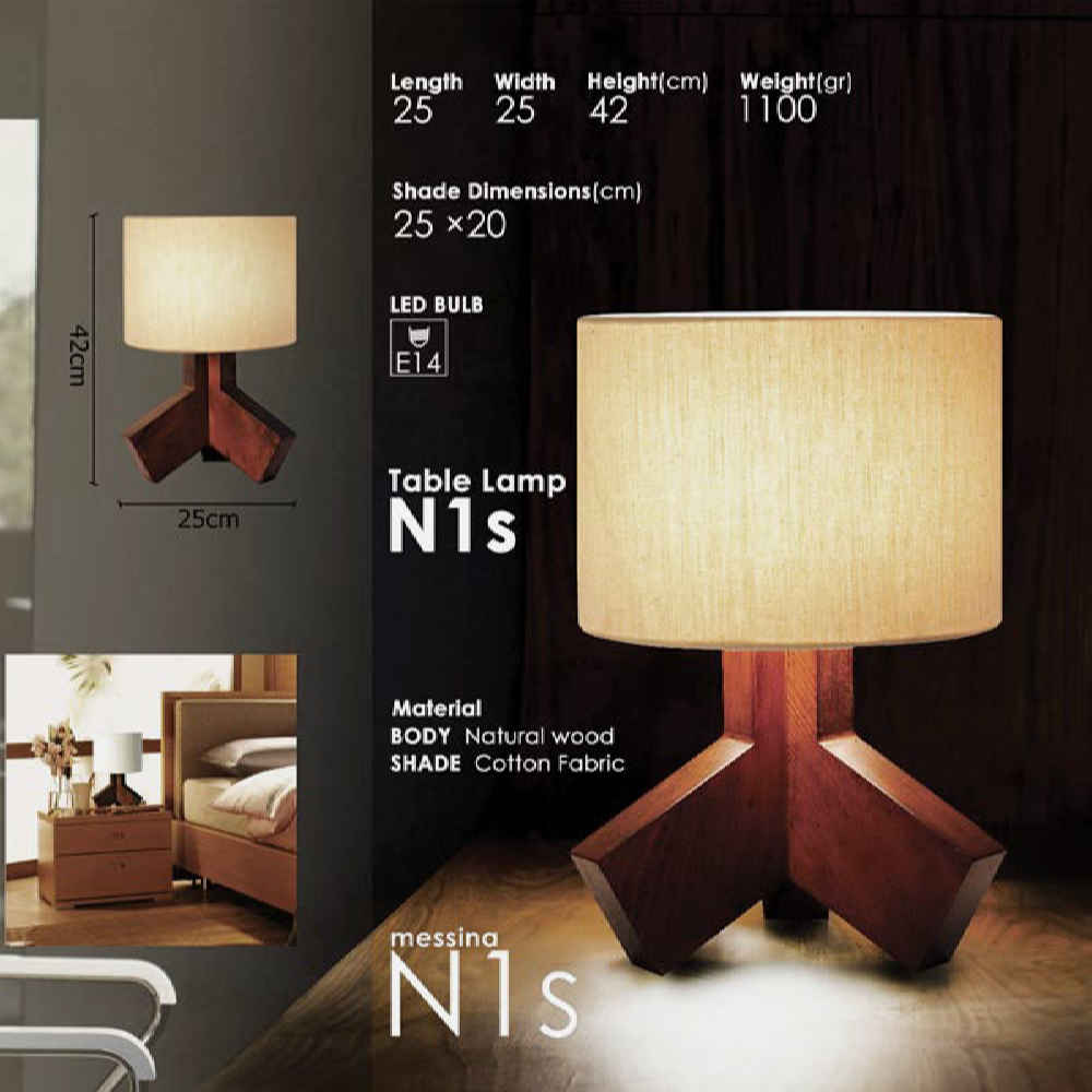 Handcrafted Minimalist Tripod Wooden Table Lamp