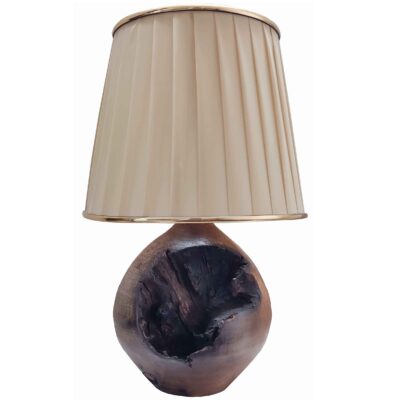 Handcrafted Rustic Urn-Shaped Wooden Table Lamp