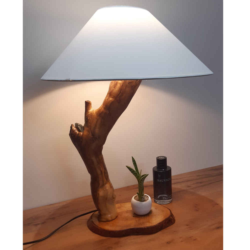 Rustic Fantasy Log-Shaped Wooden Table Lamp
