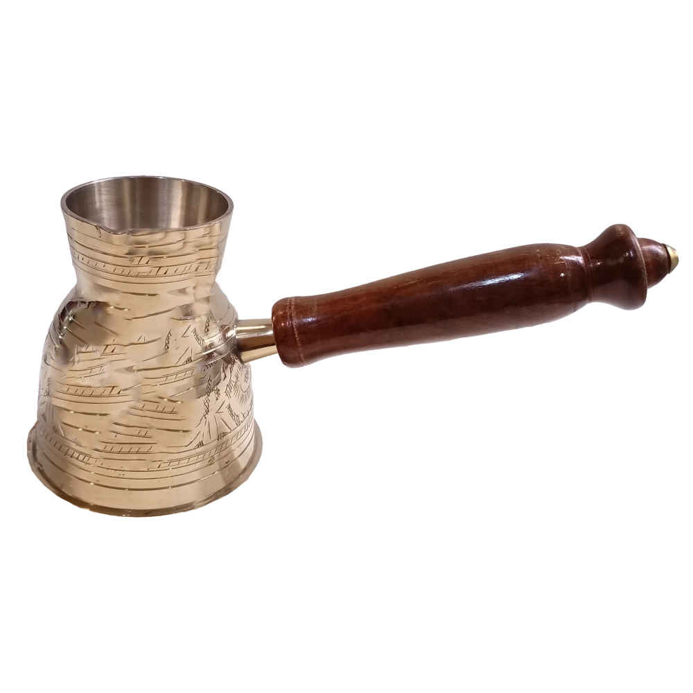 Engraved Brass Turkish Coffee Pot – Premium Traditional Cezve, Mahsan Model