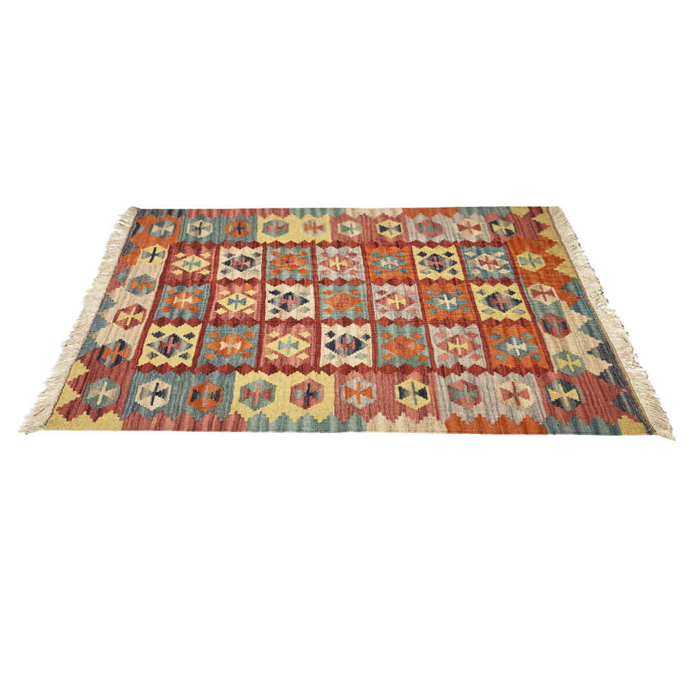 Firuzabad Doran Geometric Kilim Rug – Authentic Handwoven Persian Wool