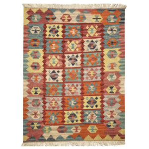 Firuzabad Doran Geometric Kilim Rug – Authentic Handwoven Persian Wool