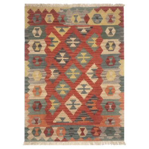 Firuzabad Hila Geometric Kilim Rug – Authentic Handwoven Persian Wool