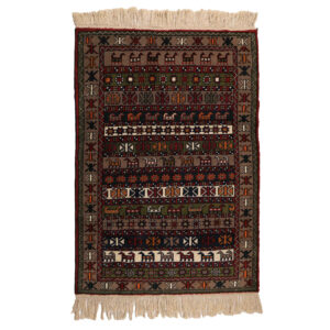 Hand-Knotted Persian Khorasan Maral Rug (All-over Geometric Pattern) – Brown Wool