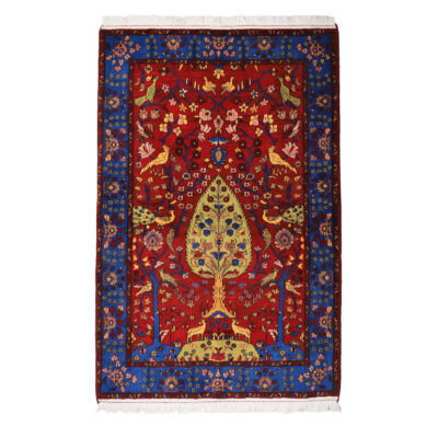 Hand-Knotted Persian Isfahan Rug (Traditional Derakhti Tree of Life) - Blue Wool