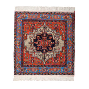 Hand-Knotted Persian Isfahan Rug (Classical Floral Medallion Pattern) – Orange Wool