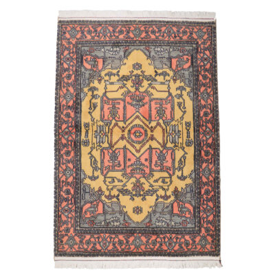 Hand-Knotted Persian Isfahan Hannah Rug (Classical Floral Medallion) - Orange Wool