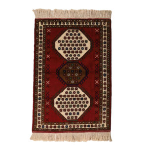 Hand-Knotted Persian Khorasan Javaneh Rug (Tribal All-over Floral) – Red Wool