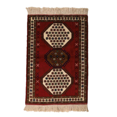 Hand-Knotted Persian Khorasan Javaneh Rug (Tribal All-over Floral) - Red Wool