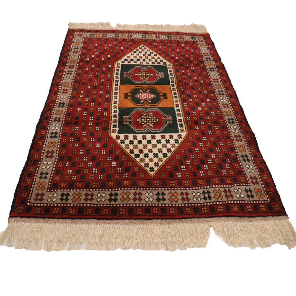 Hand-Knotted Persian Khorasan Soha Rug (Tribal Geometric Diamond) – Red Wool