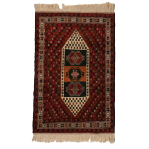 Hand-Knotted Persian Khorasan Soha Rug (Tribal Geometric Diamond) – Red Wool