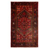 Hand-Knotted Persian Zanjan Bahram Rug (Tribal Geometric Medallion) - Red Wool