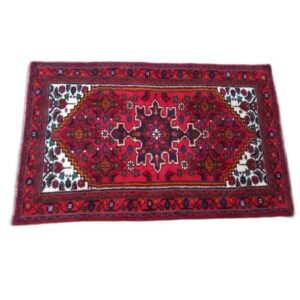 Hand-Knotted Persian Zanjan Tribal Rug (Traditional Geometric Medallion) – Red Wool