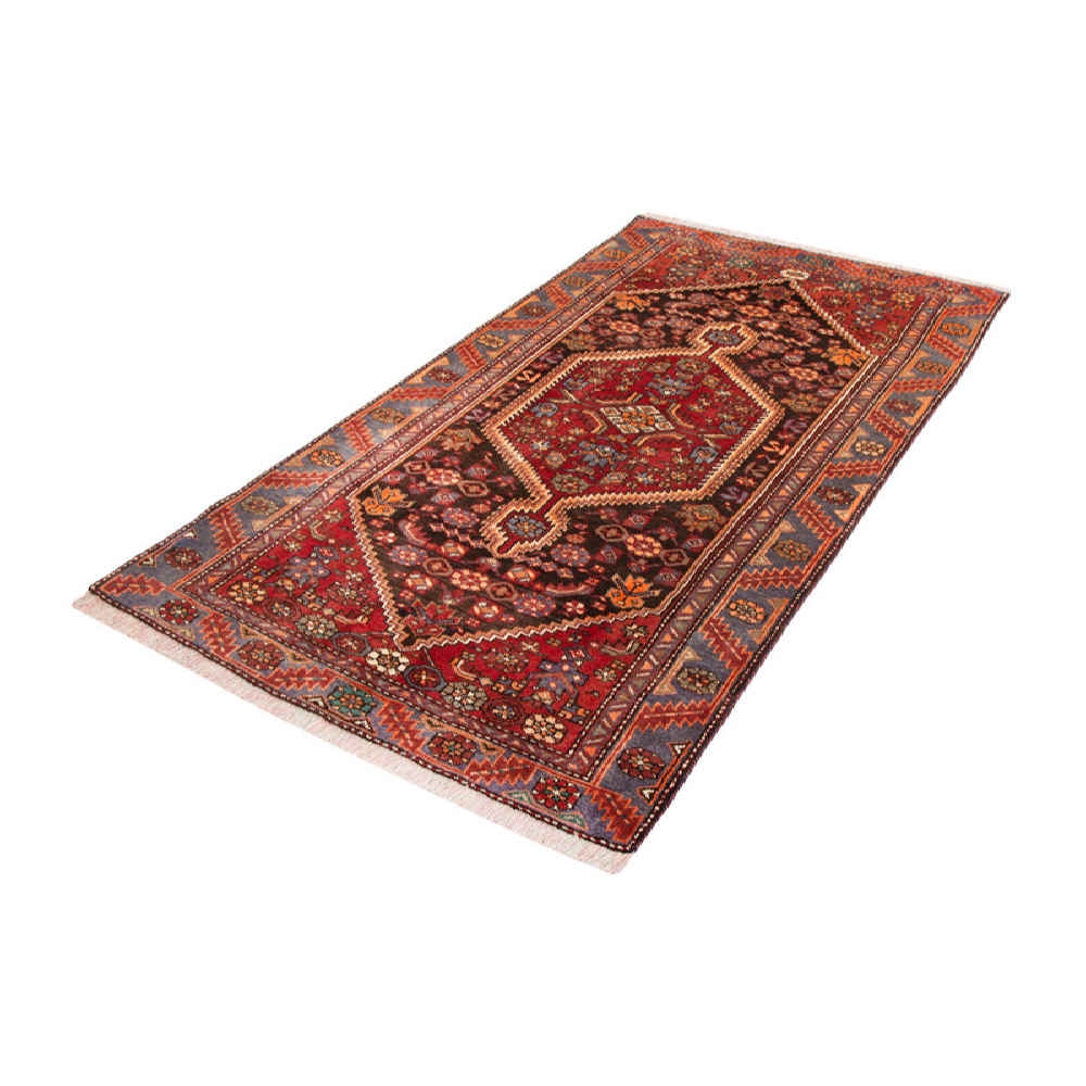 Hand-Knotted Persian Zanjan Tribal Rug (Traditional Geometric Medallion) – Red Wool