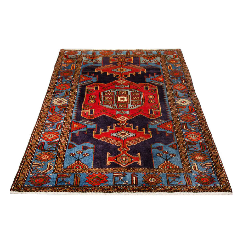 Hand-Knotted Persian Zanjan Farhang Rug (Tribal Geometric Medallion) – Red Wool