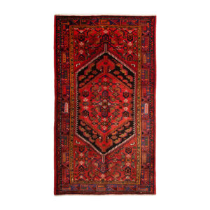 Hand-Knotted Persian Zanjan Kasra Rug (Tribal Geometric Medallion) – Red Wool