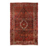 Hand-Knotted Persian Zanjan Mahtab Rug (Tribal Geometric Medallion) - Red Wool