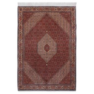 Hand-Knotted Persian Zanjan Reyhan Rug (Tribal Mahi Medallion / Herati) – Red Kork Wool