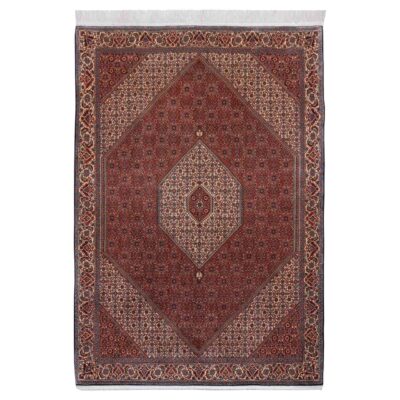 Hand-Knotted Persian Zanjan Reyhan Rug (Tribal Mahi Medallion / Herati) - Red Kork Wool