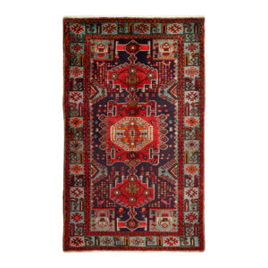 Hand-Knotted Persian Zanjan Masterpiece (Tribal Style Geometric Medallion) – Red Wool