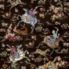 Hand-Knotted Persian Qom Silk Pictorial Rug (Shekar Hunting Scene Art) - Brown