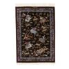 Hand-Knotted Persian Qom Silk Pictorial Rug (Shekar Hunting Scene Art) - Brown