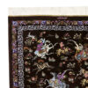 Hand-Knotted Persian Qom Silk Pictorial Rug (Shekar Hunting Scene Art) - Brown