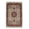Hand-Knotted Persian Tabriz Cheleh Rug (Lachak Toranj Floral Medallion) - Cream Silk & Kork