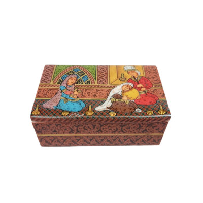 Handcrafted Bone Jewelry Box with Persian-Inspired Motreb Pattern