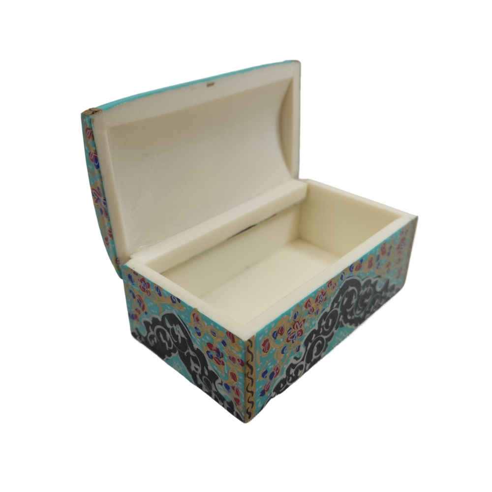 Handcrafted Bone Jewelry Box with Persian-Inspired Tazhib Pattern