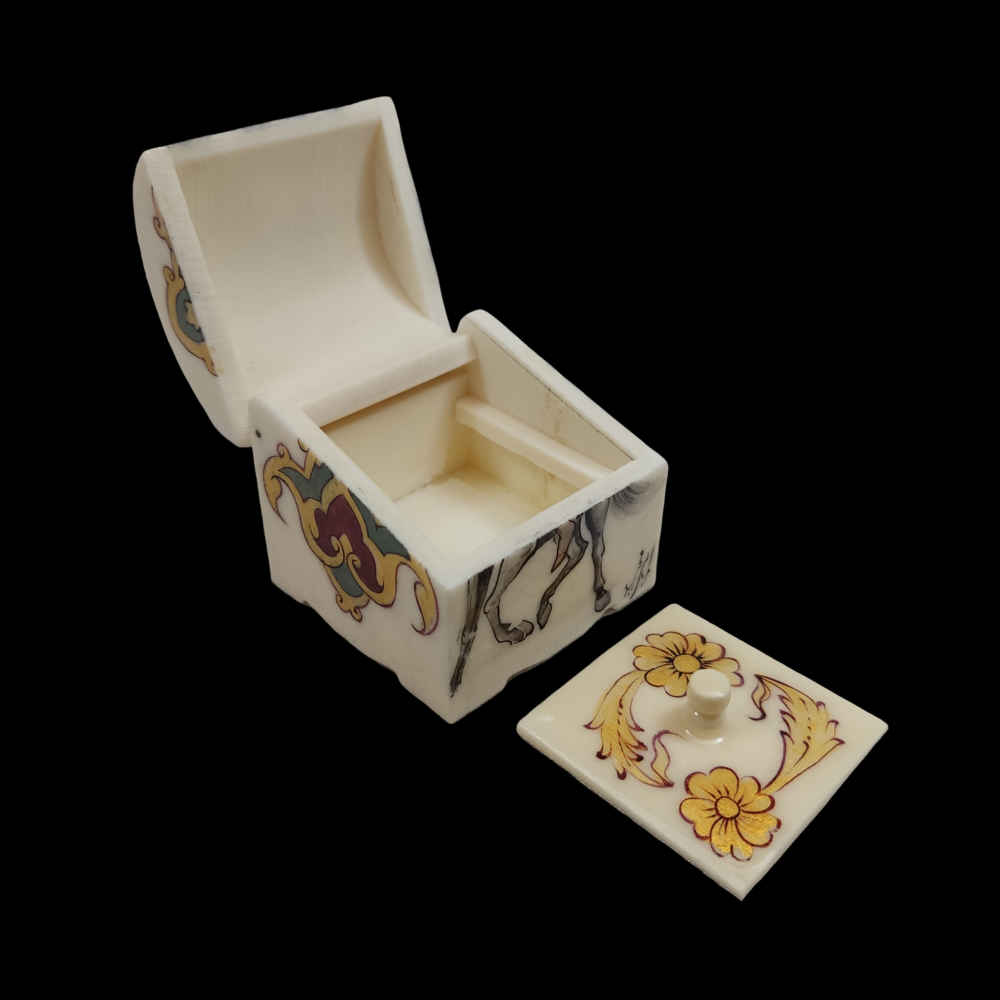 Handcrafted Bone Jewelry Box with Persian-Inspired Vala Pattern