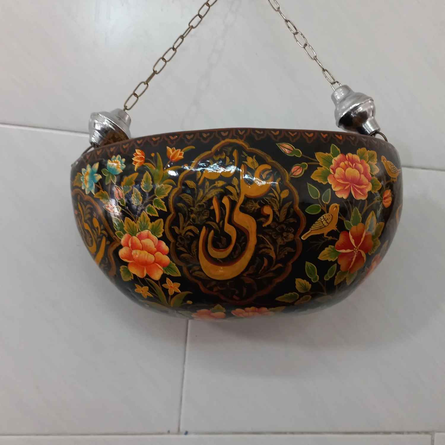 Hand-Painted Persian Kashkul – Traditional Dervish Accessory