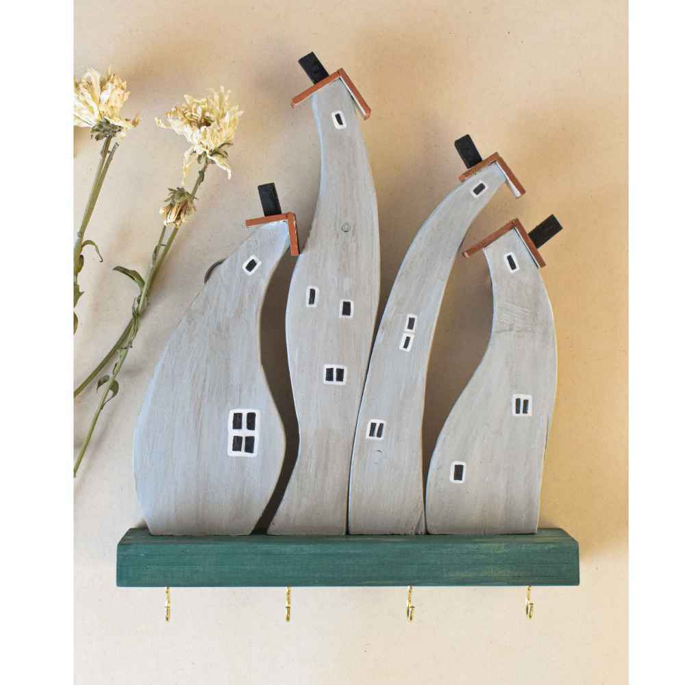Handmade Wooden Wall Key Holder – Gray Cottage Design