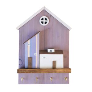 Handmade Wooden Wall Key Holder – Pink Cottage Design