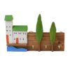 Handmade Wooden Wall Key Holder - Village Scene Design