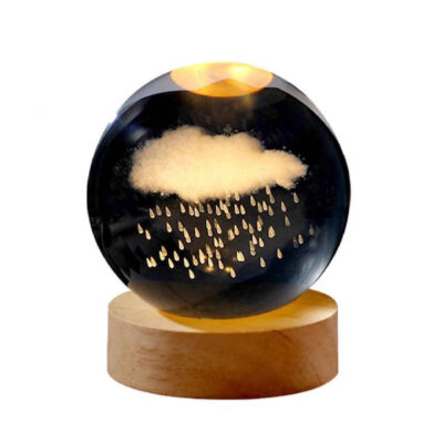 3D Crystal Ball Lamp with Cloud and Rain Design