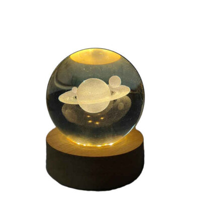 3D Crystal Ball Lamp with Saturn Design