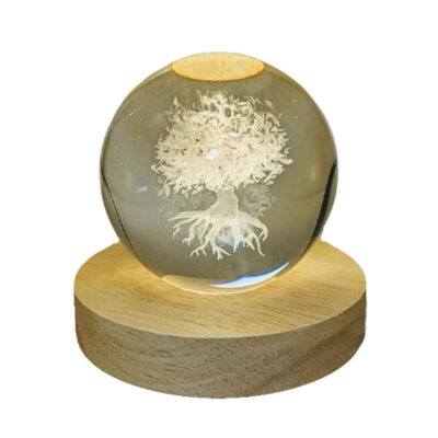 3D Crystal Ball Lamp with Tree of Life Design