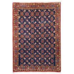 Vintage Persian Varamin Nahal Rug (Intricate All-over Floral Pattern) – Blue Wool