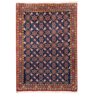 Vintage Persian Varamin Nahal Rug (Intricate All-over Floral Pattern) - Blue Wool