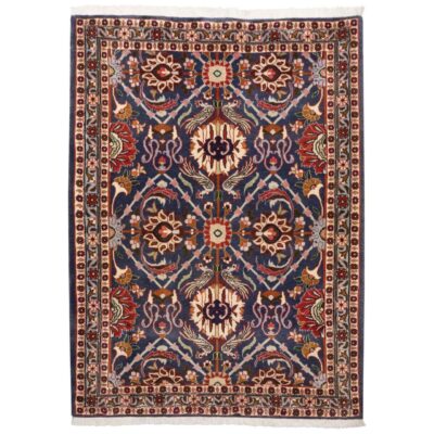Vintage Persian Varamin Navazesh Rug (Tribal All-over Floral) - Blue Wool