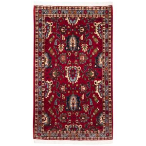 Vintage Persian Varamin Niakan Rug (Tribal Mina Khani Pattern) – Red Wool
